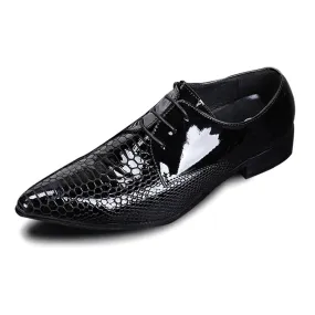 Animal Pattern Pointed Lace Up Men Oxford Shoes