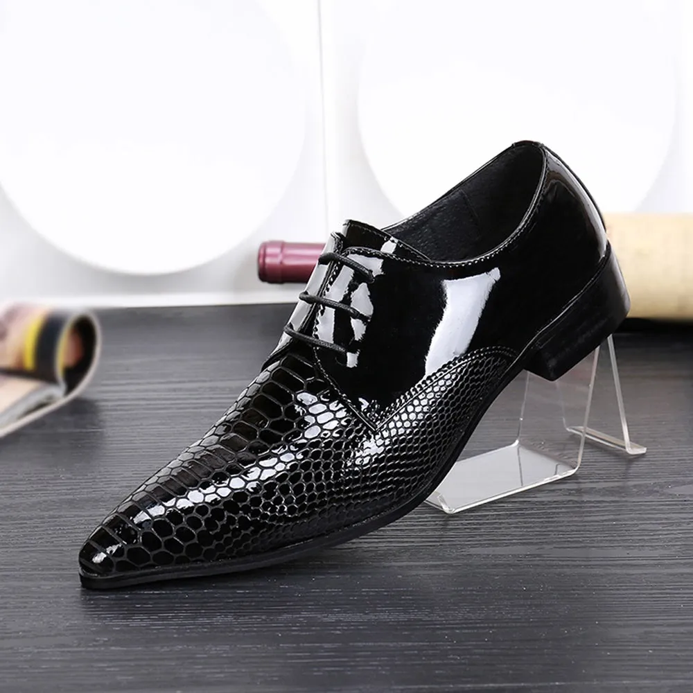 Animal Pattern Pointed Lace Up Men Oxford Shoes