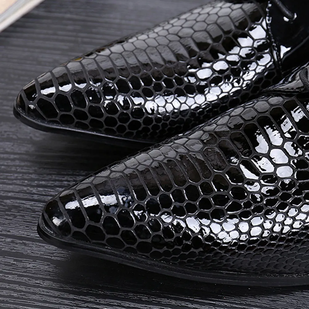 Animal Pattern Pointed Lace Up Men Oxford Shoes