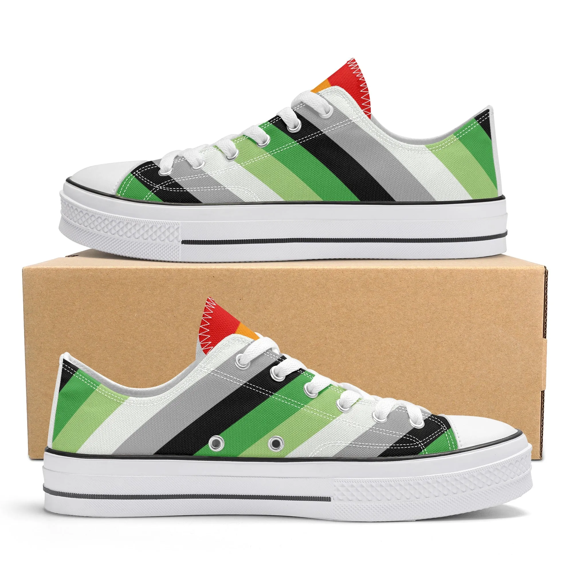 Aromantic Pride Collection - Mens Classic Low Top Canvas Shoes for the LGBTQIA  community