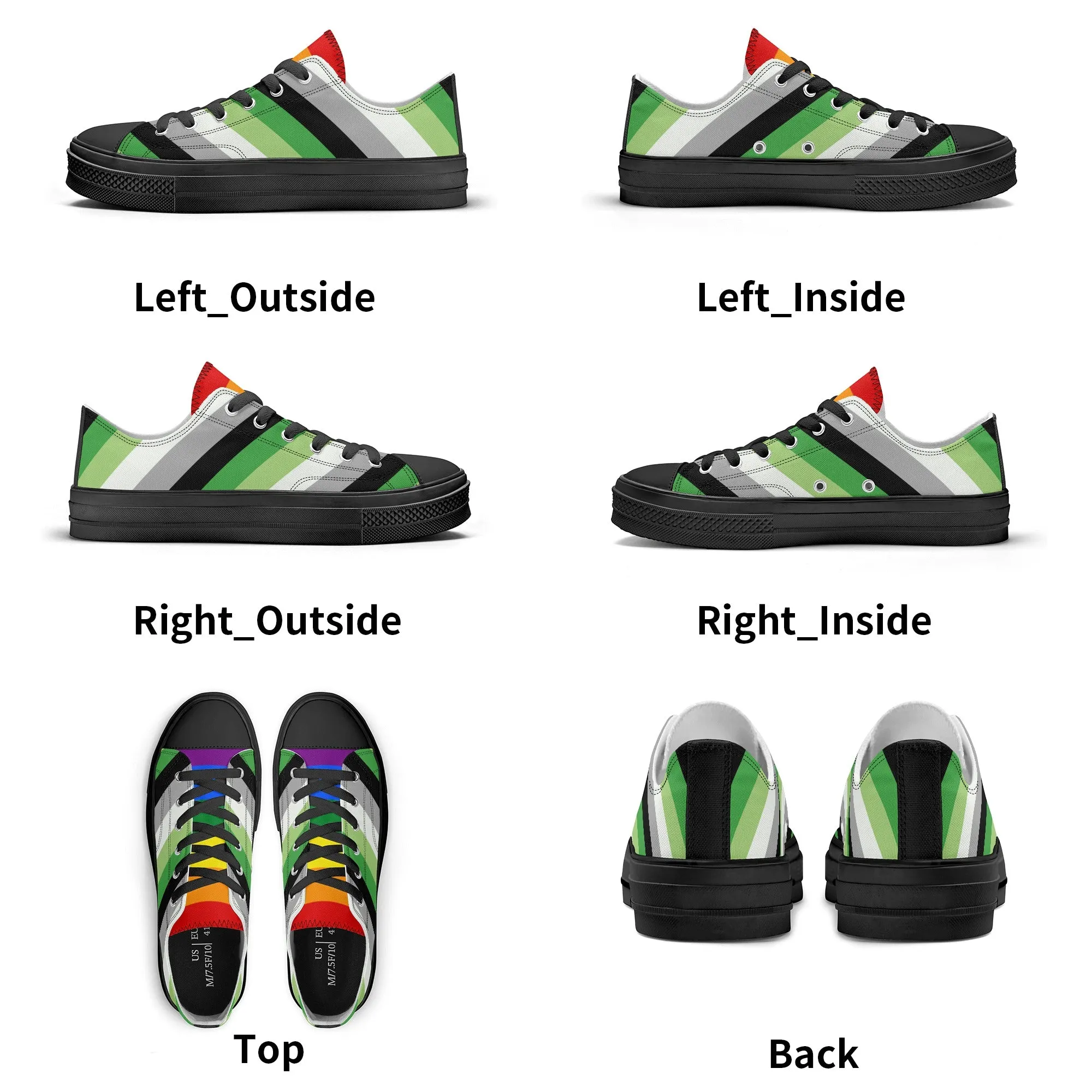 Aromantic Pride Collection - Mens Classic Low Top Canvas Shoes for the LGBTQIA  community