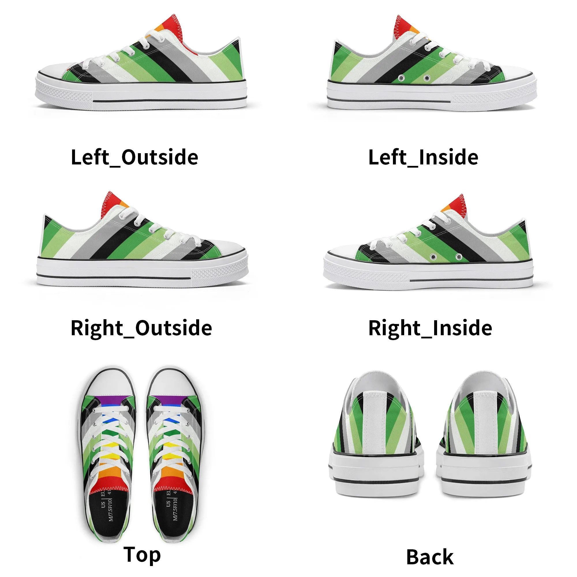 Aromantic Pride Collection - Mens Classic Low Top Canvas Shoes for the LGBTQIA  community