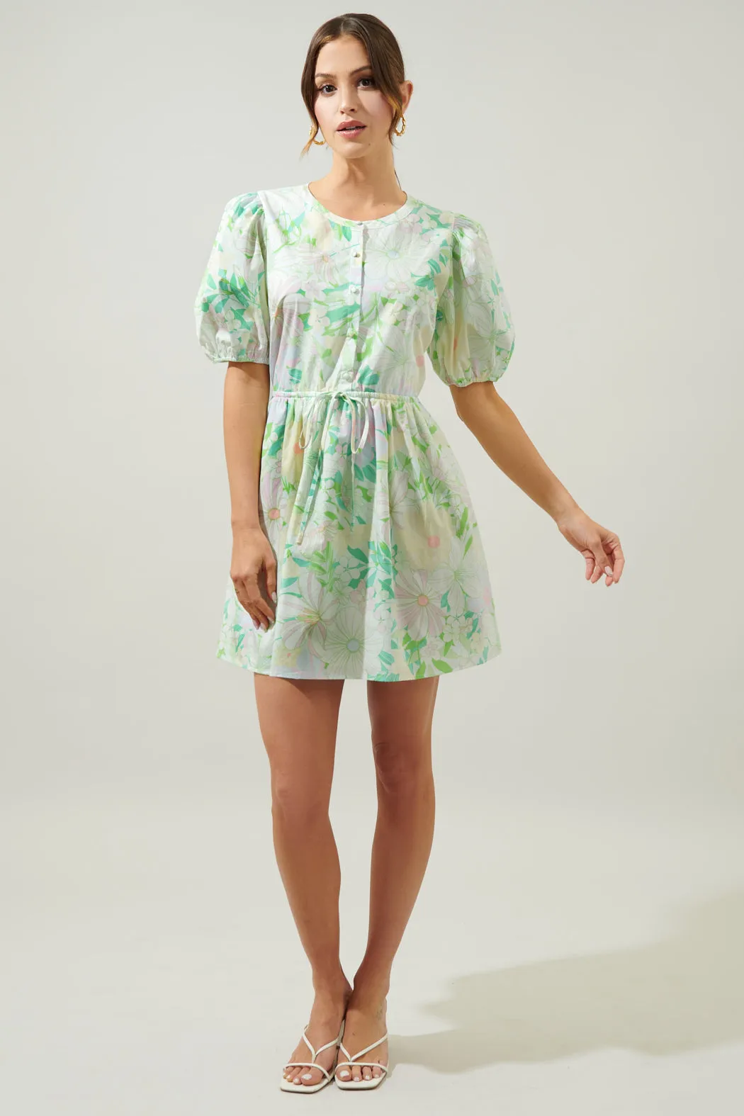 Arrietty Floral Alba Puff Sleeve Mini Dress