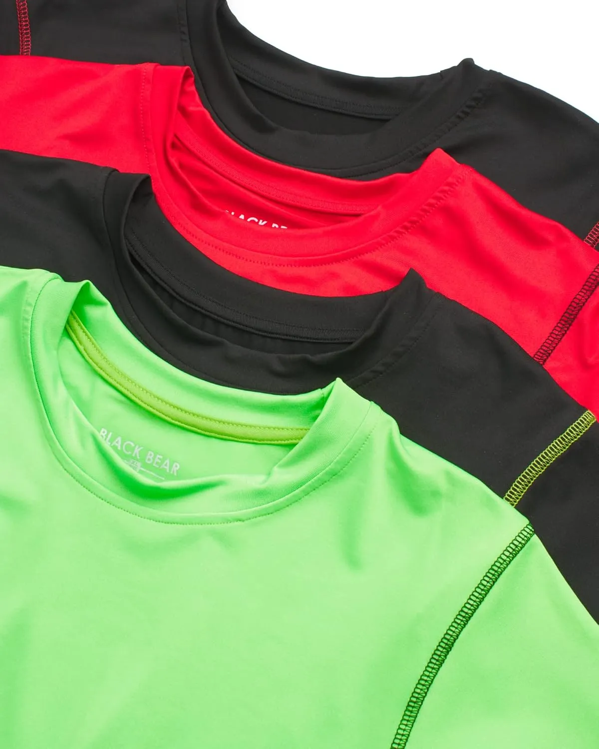 Black Bear Boys Youth Dry Fit T-Shirt - 4 Pack Active Athletic Performance Short Sleeve Shirts for Teens (Sizes: 4-18)