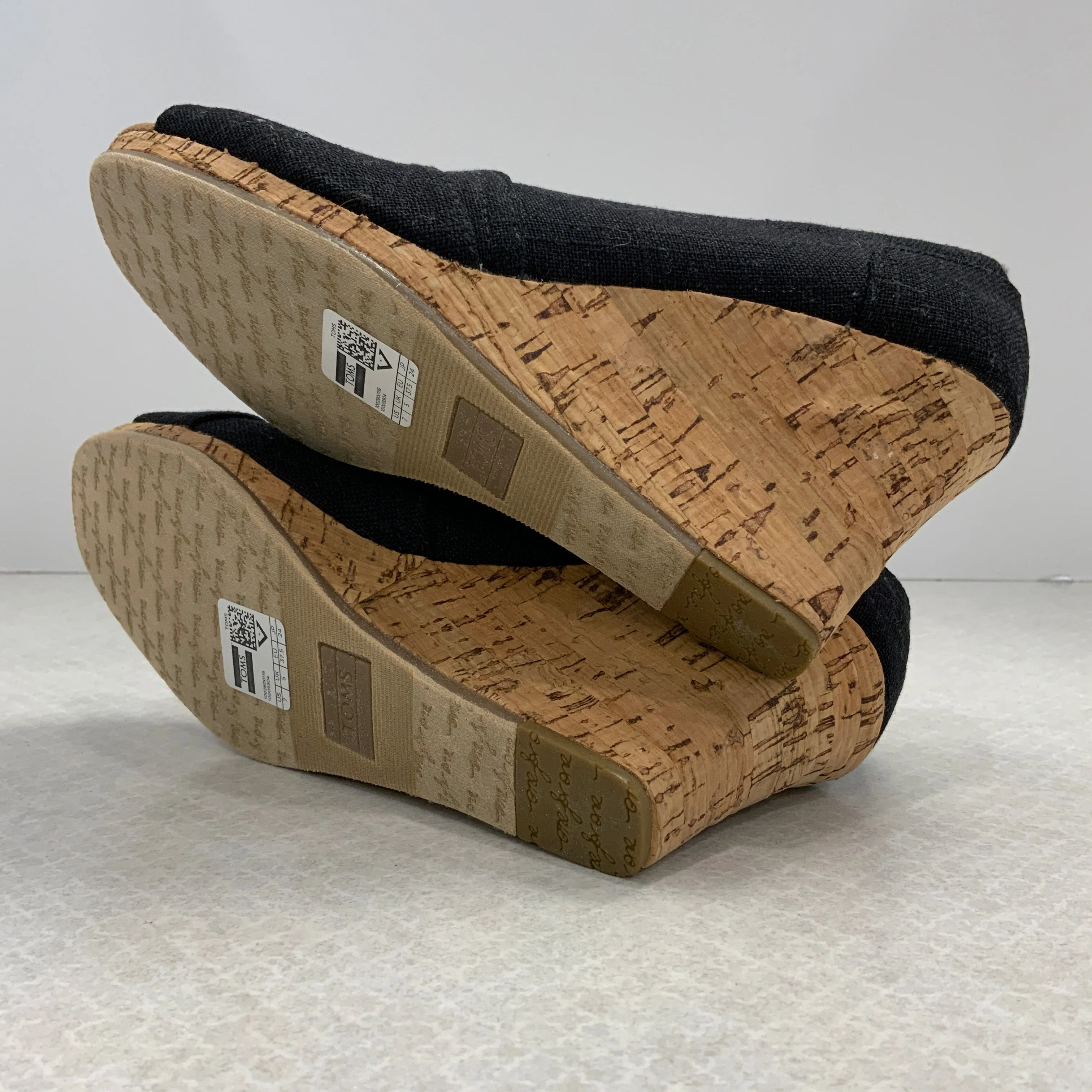 Black Shoes Heels Wedge Toms, Size 7