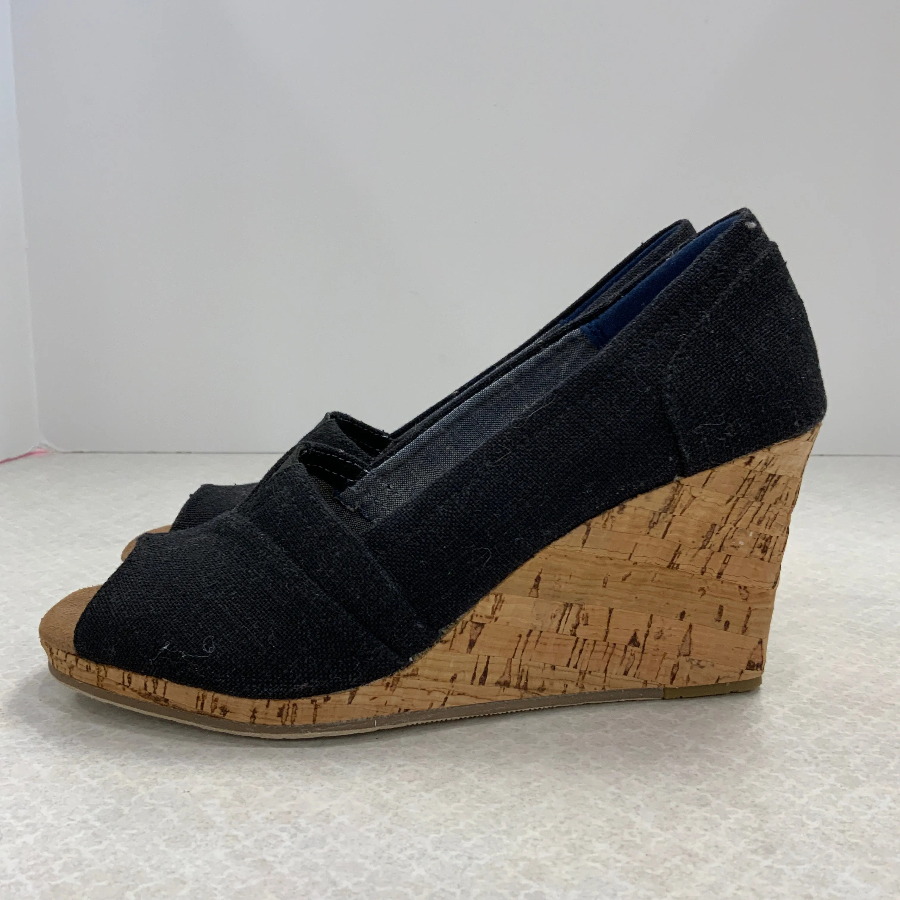 Black Shoes Heels Wedge Toms, Size 7