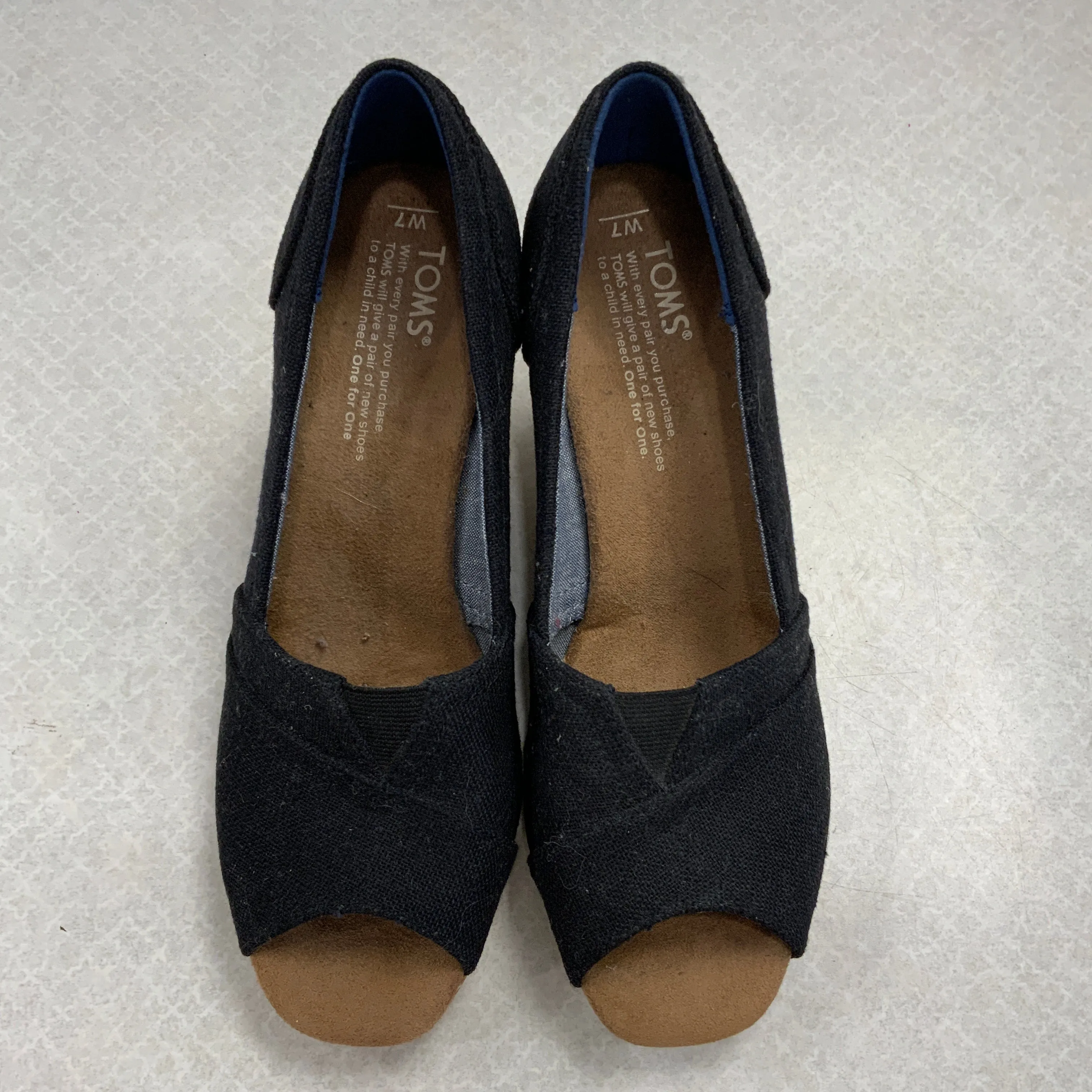 Black Shoes Heels Wedge Toms, Size 7