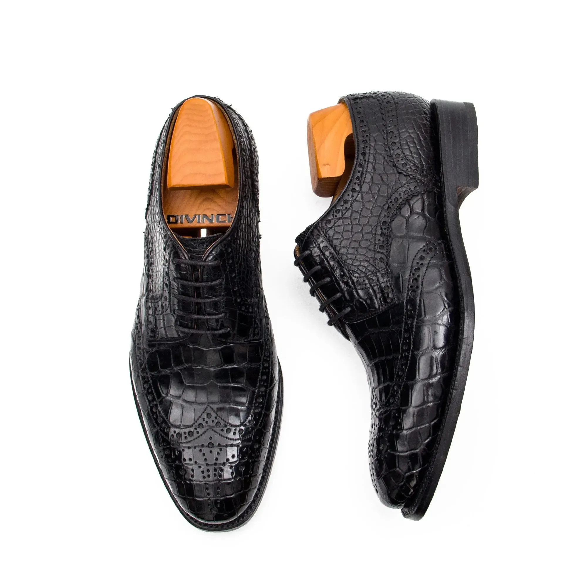 Blue Crocodile Leather Derby Shoes