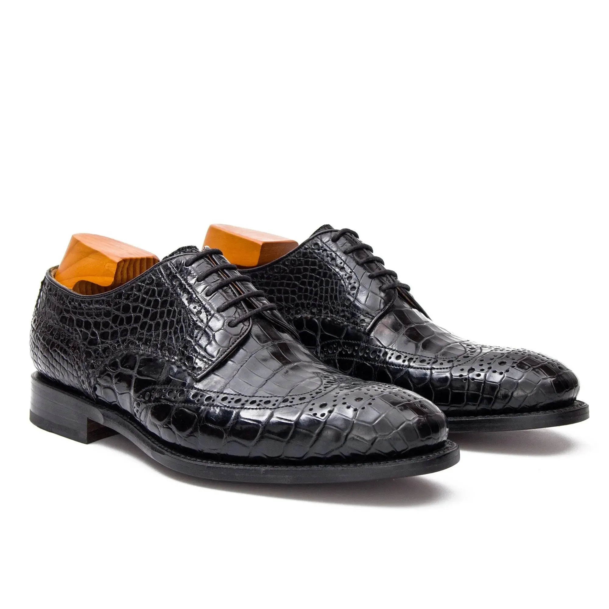 Blue Crocodile Leather Derby Shoes