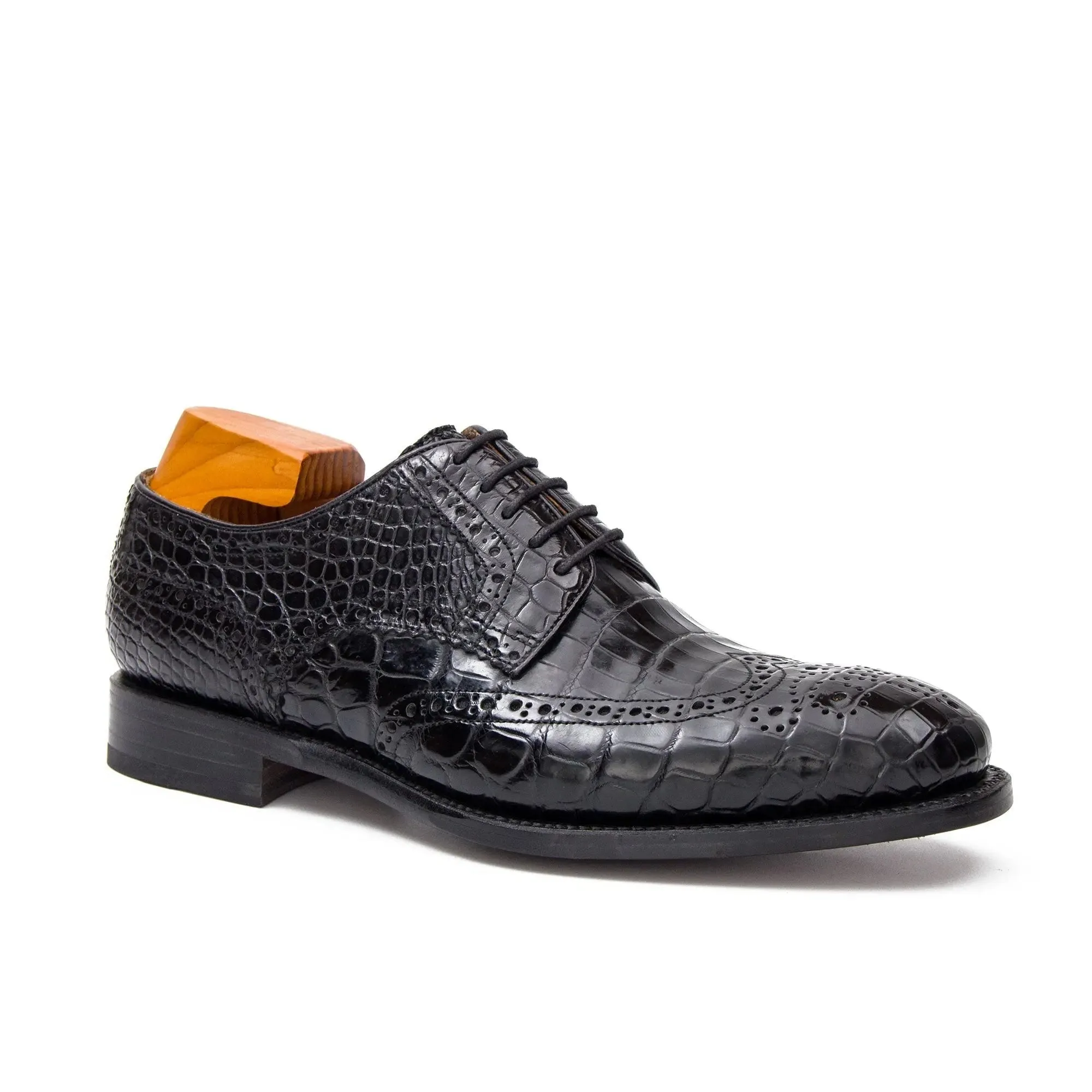 Blue Crocodile Leather Derby Shoes