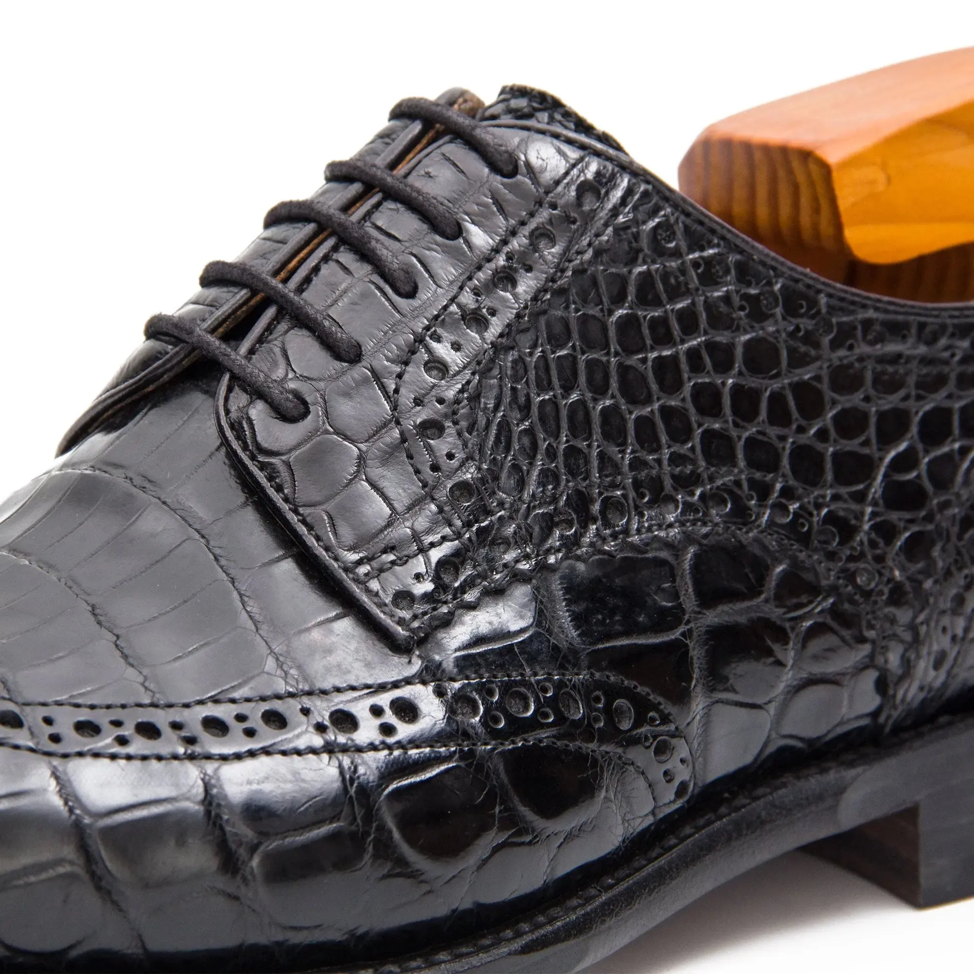 Blue Crocodile Leather Derby Shoes