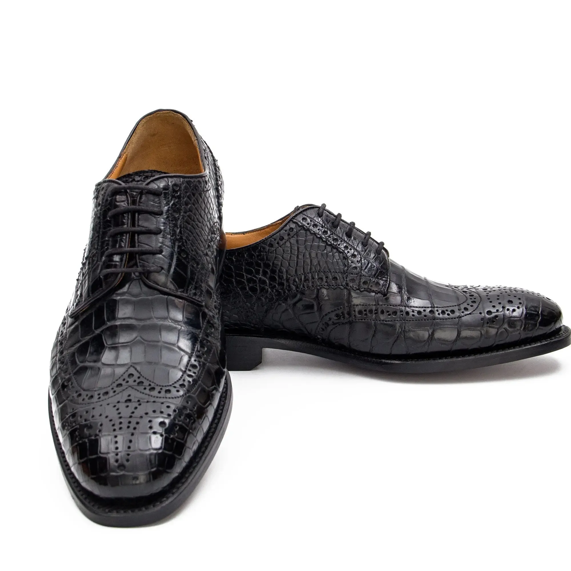 Blue Crocodile Leather Derby Shoes