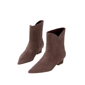 Bottines Pétales à Talon Carré  - Cacao