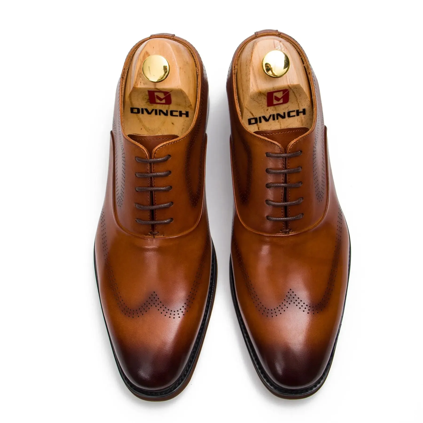 Brown leather oxford shoes