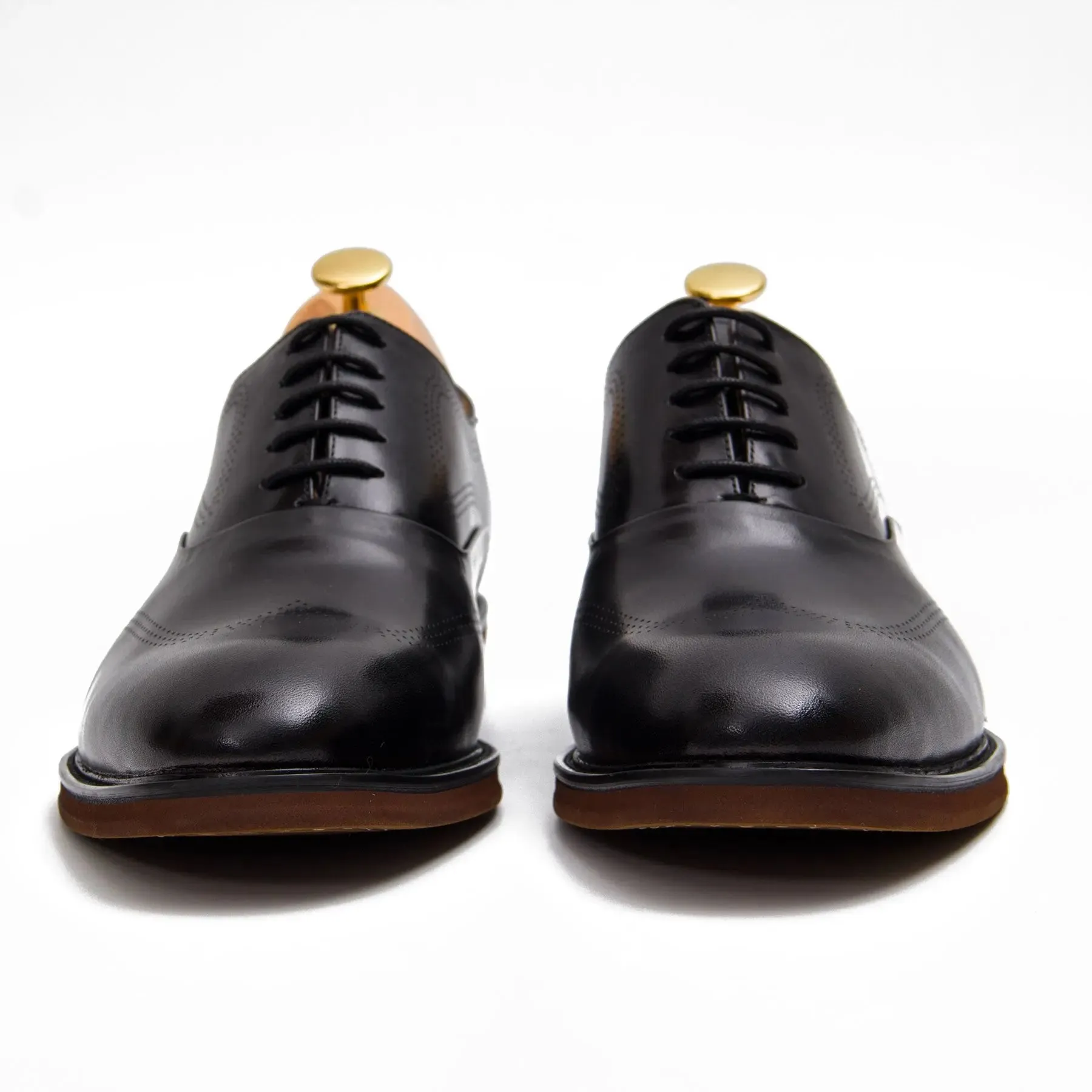 Brown leather oxford shoes