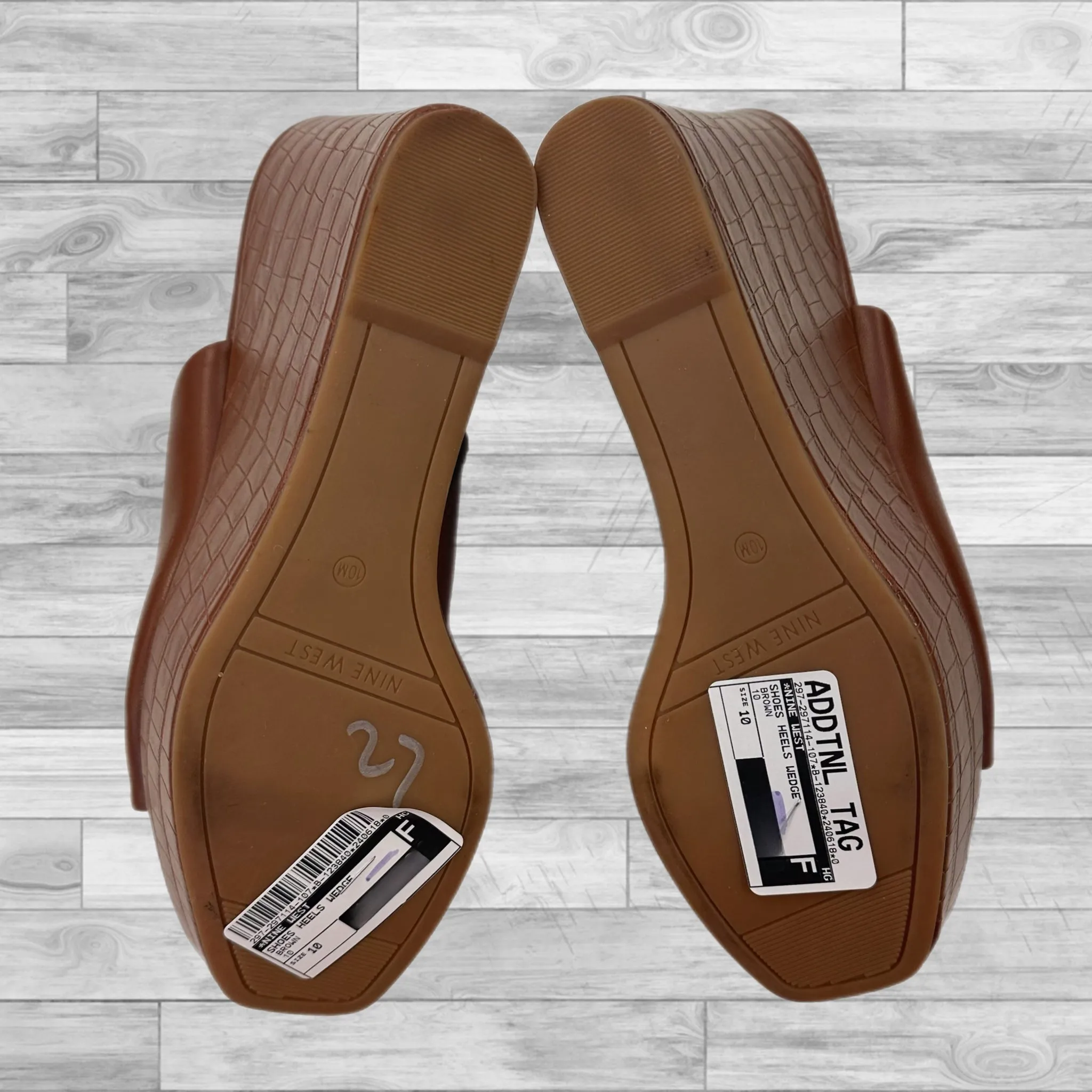 Brown Shoes Heels Wedge Nine West, Size 10