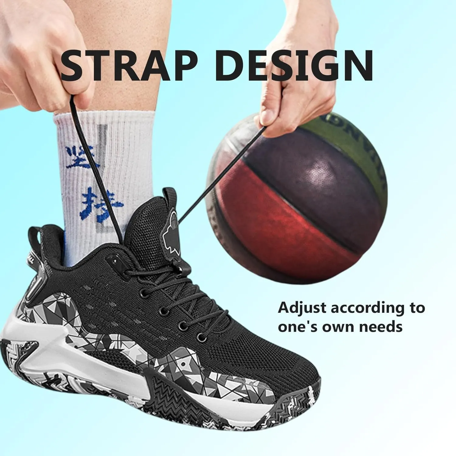 Buhelyc Men Basketball Shoes with High Top Breathable Comfort Running Shoes Fashion Sneaker for Fitness  Sports