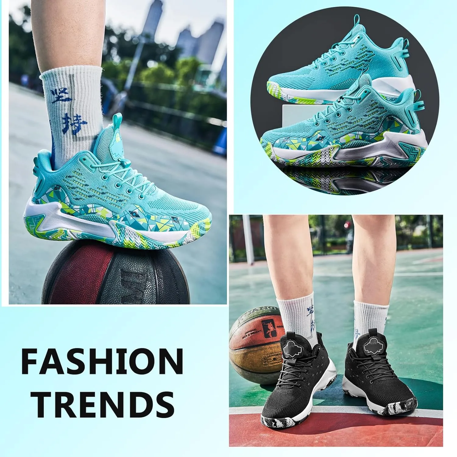 Buhelyc Men Basketball Shoes with High Top Breathable Comfort Running Shoes Fashion Sneaker for Fitness  Sports