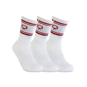 Crew Sock 3-pack White / Red