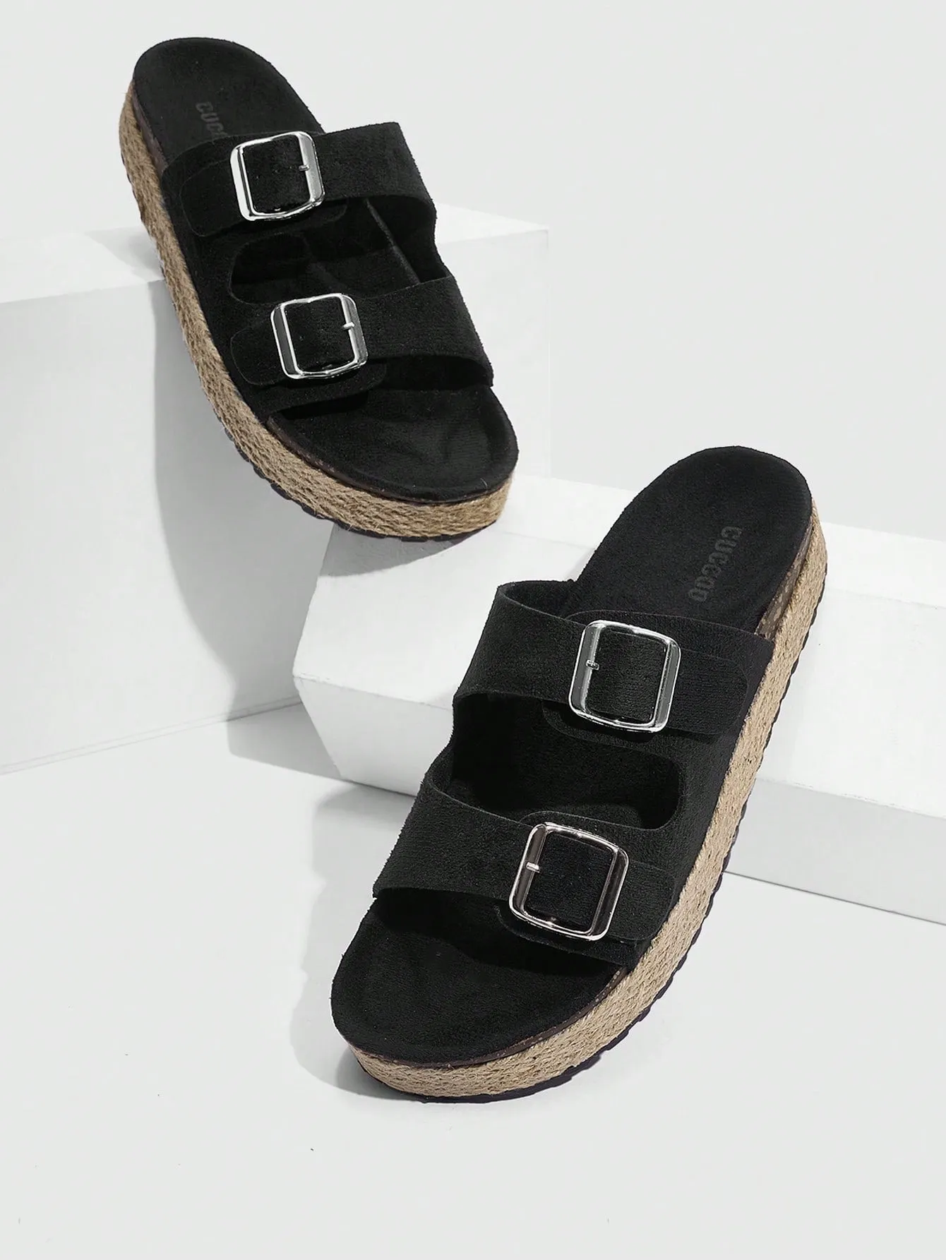 CUCCOO EASI Woman Shoes Fashion Balck Lightweight Vacation Beach Flat Sandals For Summer Vacation Shoes Summer Sale