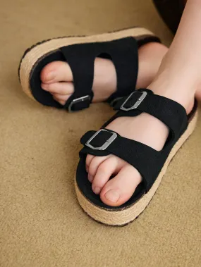 CUCCOO EASI Woman Shoes Fashion Balck Lightweight Vacation Beach Flat Sandals For Summer Vacation Shoes Summer Sale