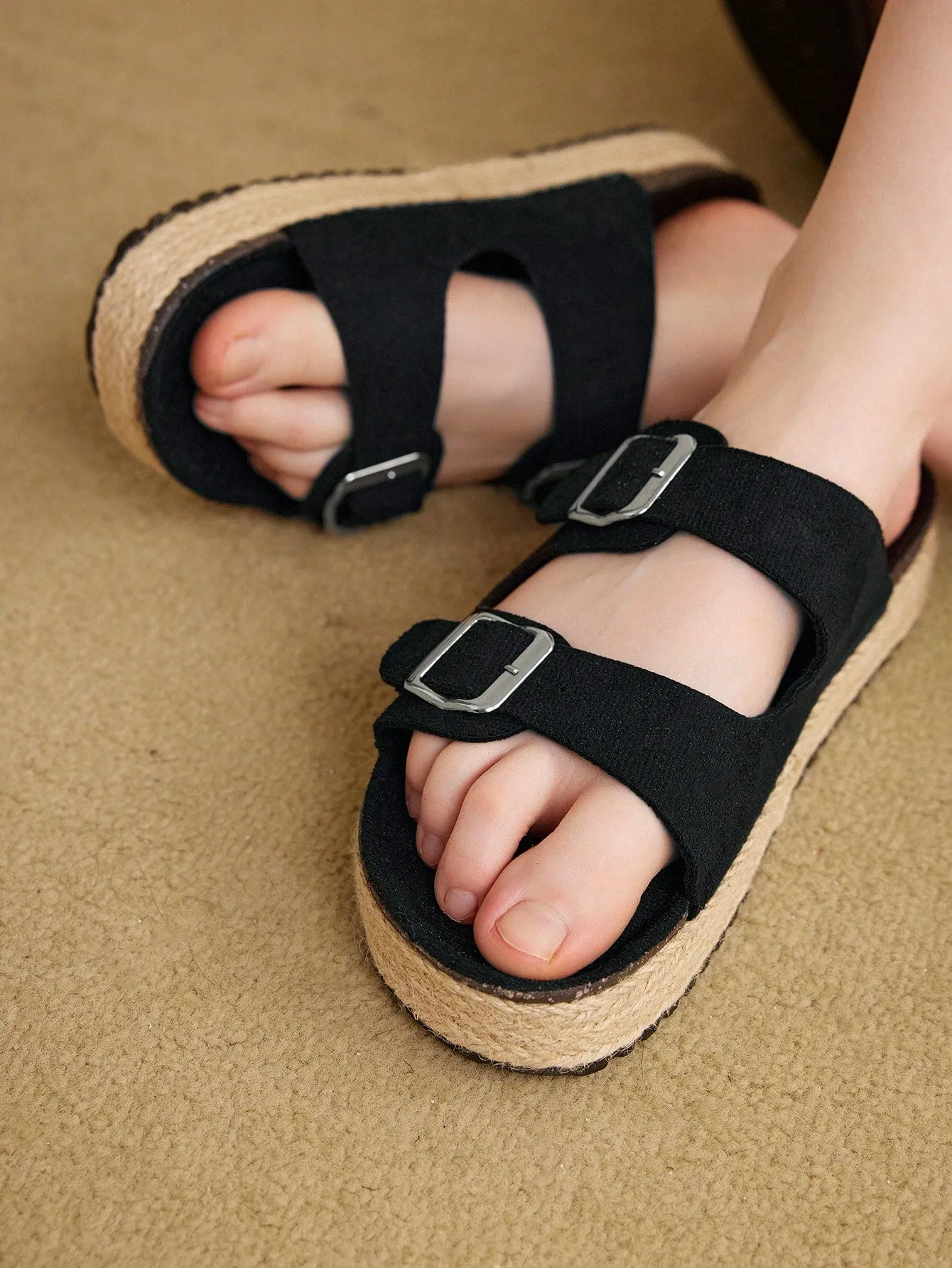 CUCCOO EASI Woman Shoes Fashion Balck Lightweight Vacation Beach Flat Sandals For Summer Vacation Shoes Summer Sale