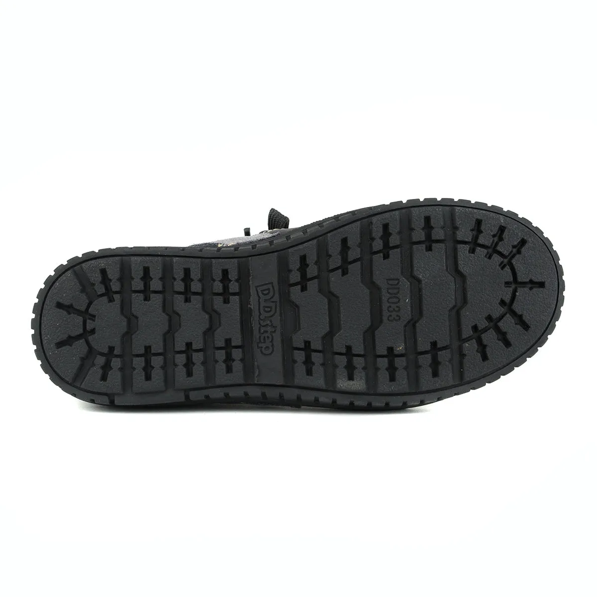 D.D. Step big kid boy high-top shoes black with grey stripe size US 13-4