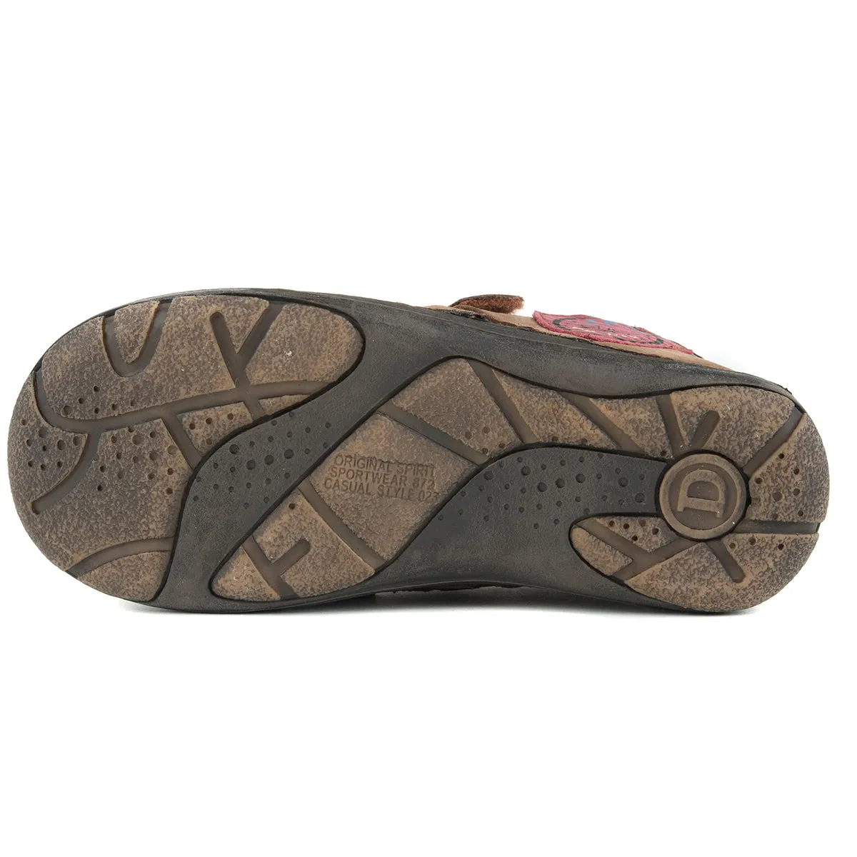 D.D. Step big kid boy shoes brown with red decor size US 13-4