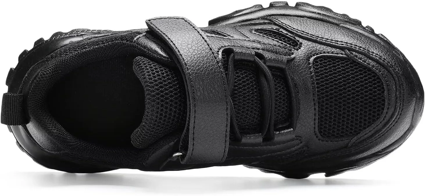 DSWED Black Boys Running Shoes for Girls Leather wear Athletic Kids Fashion Sneakers Tennis Shoes Big Kid Size
