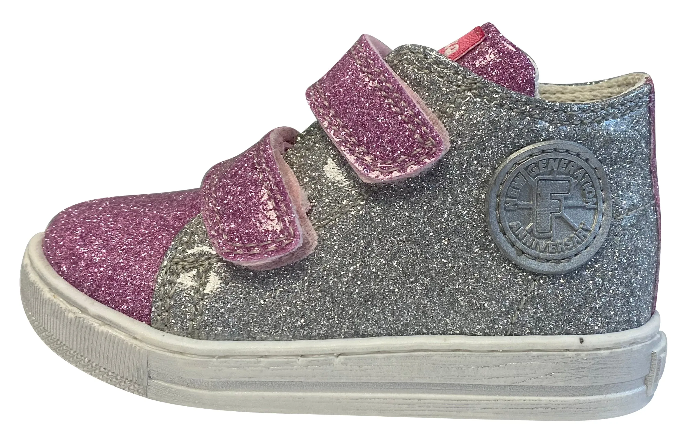 Falcotto Girl's Michael Glossy Fashion Sneakers, Rosa/Argento/Verdina