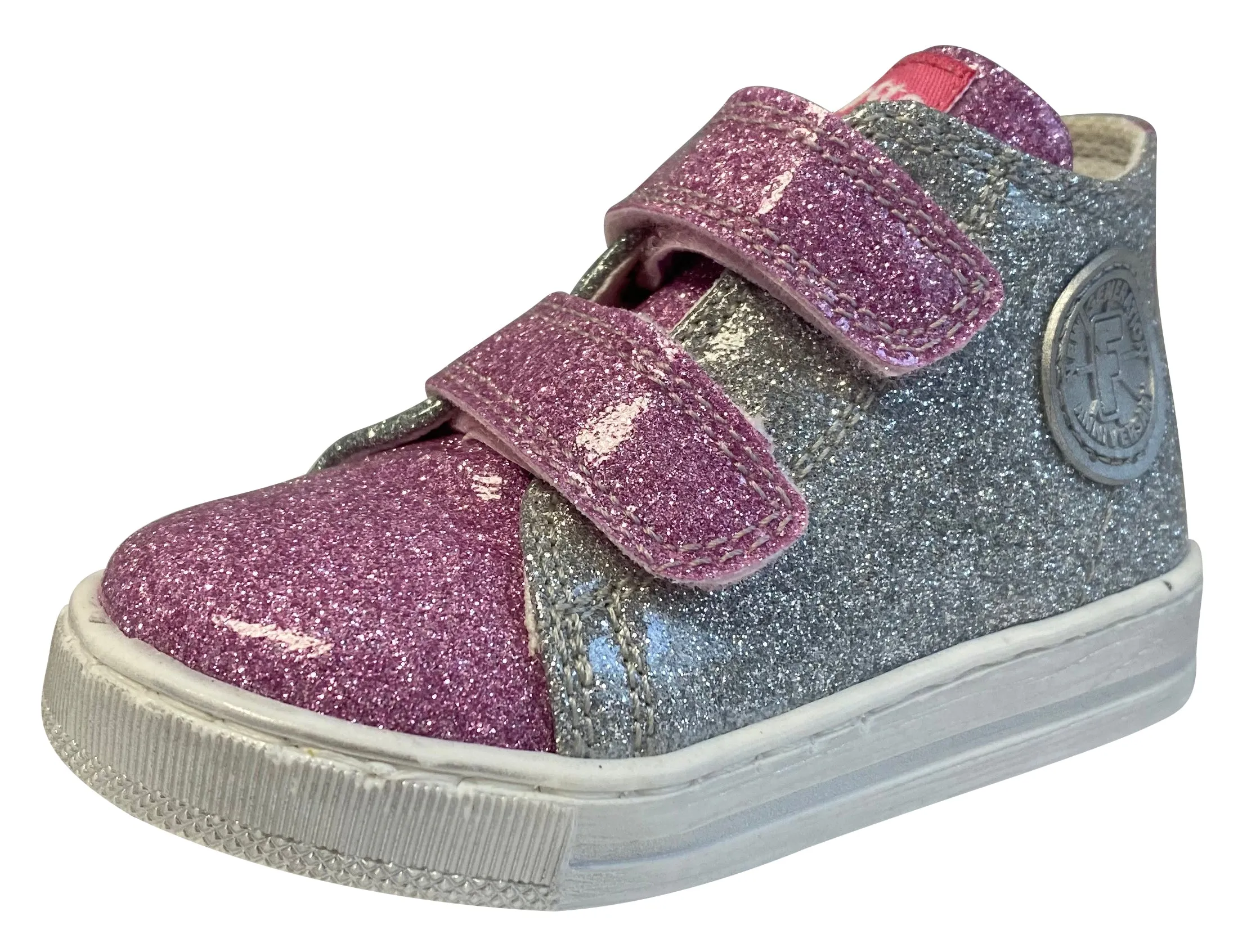 Falcotto Girl's Michael Glossy Fashion Sneakers, Rosa/Argento/Verdina