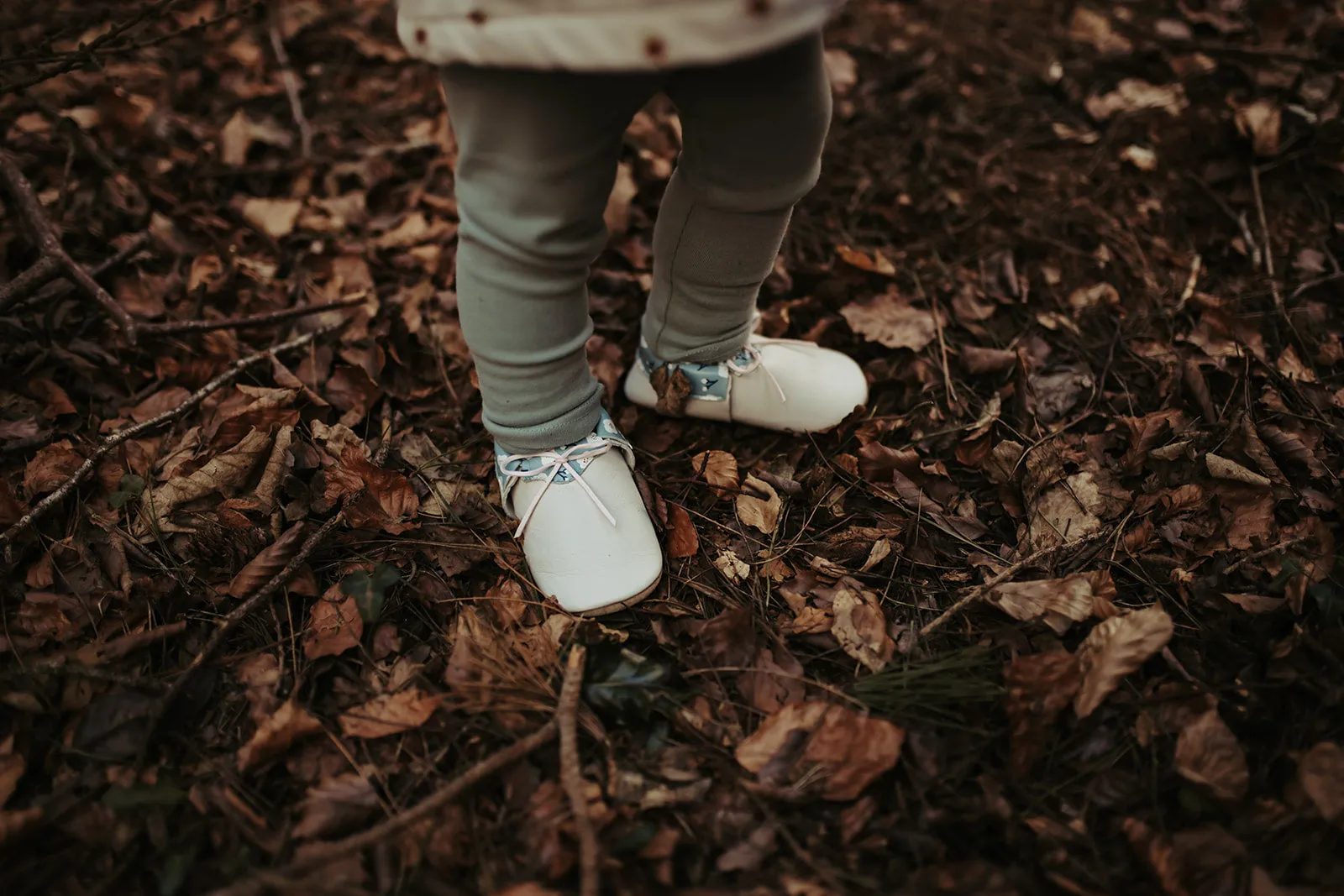 Floral Print Kids Leather Moccasins