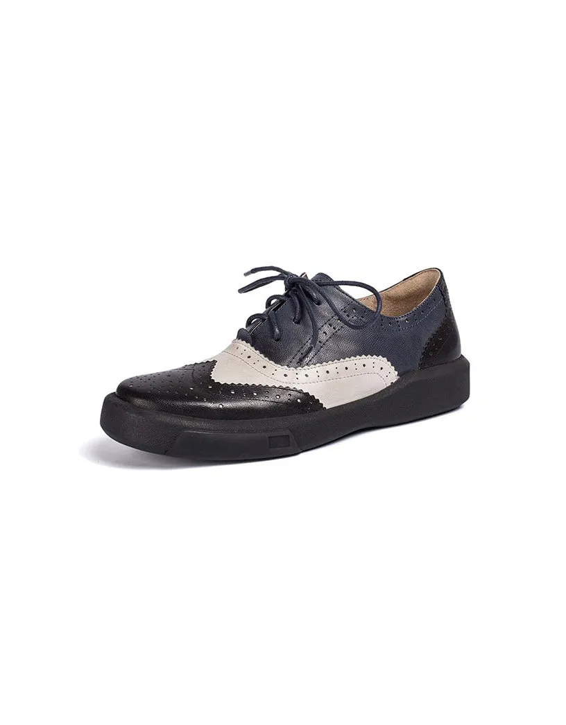 Genuine Leather Brogue Style Oxford Shoes Women