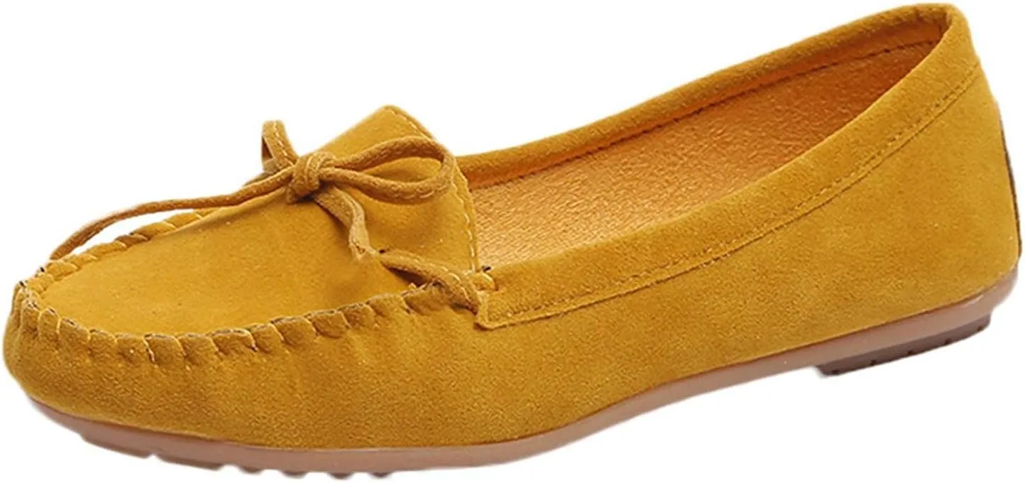 Hbeylia Women'S Slip On Loafers Fashion Casual Soft Suede Anti Slip Slip On Flats Bowknot Low Top Walking Shoes Ballet Flats Dress Work Shoes For Women Ladies Girls Beach Travel Vacation