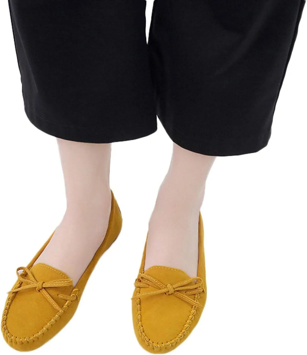 Hbeylia Women'S Slip On Loafers Fashion Casual Soft Suede Anti Slip Slip On Flats Bowknot Low Top Walking Shoes Ballet Flats Dress Work Shoes For Women Ladies Girls Beach Travel Vacation