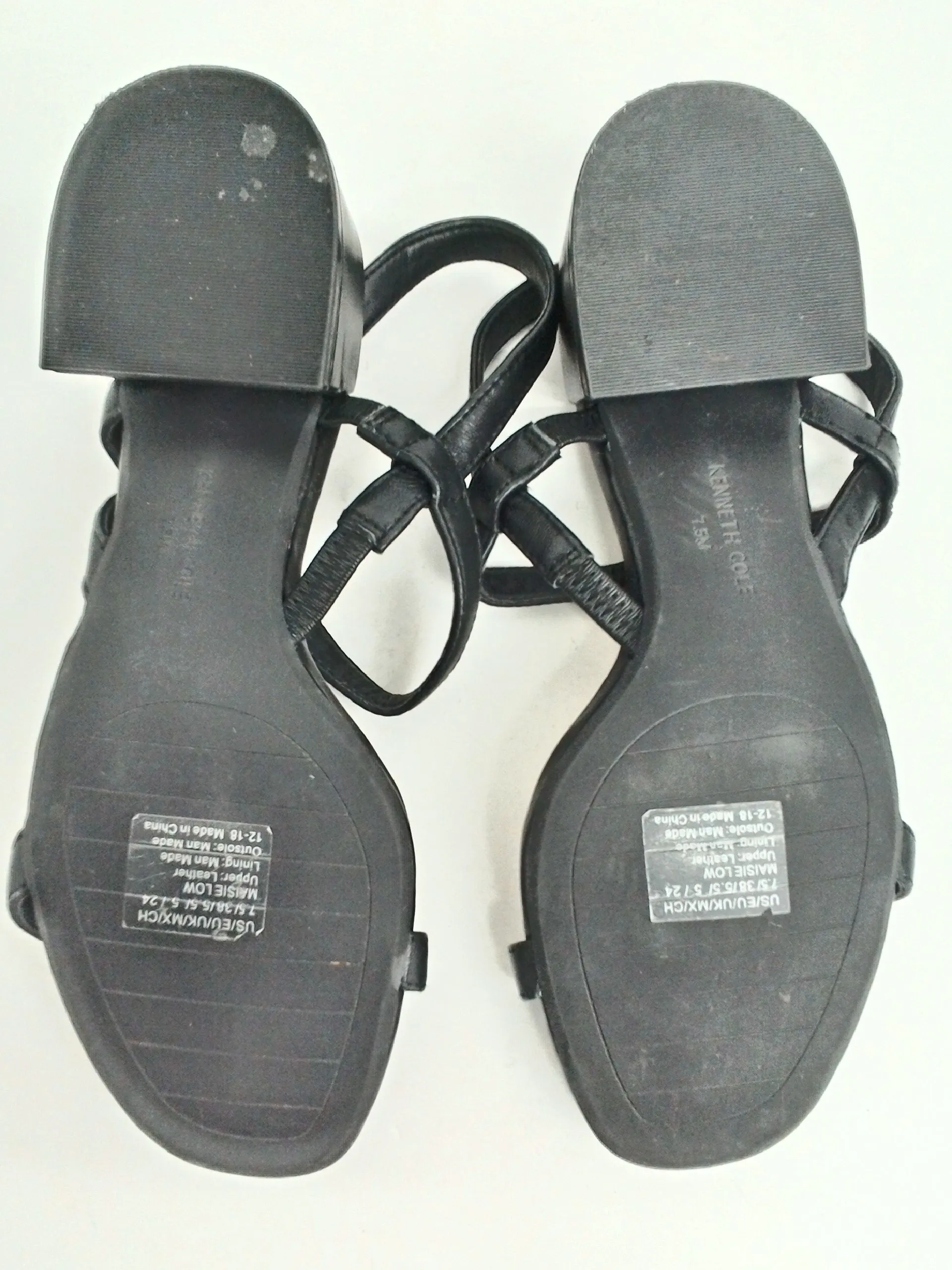 Kenneth Cole Women's Maisie Low Black Leather Sandal Size 7.5 M