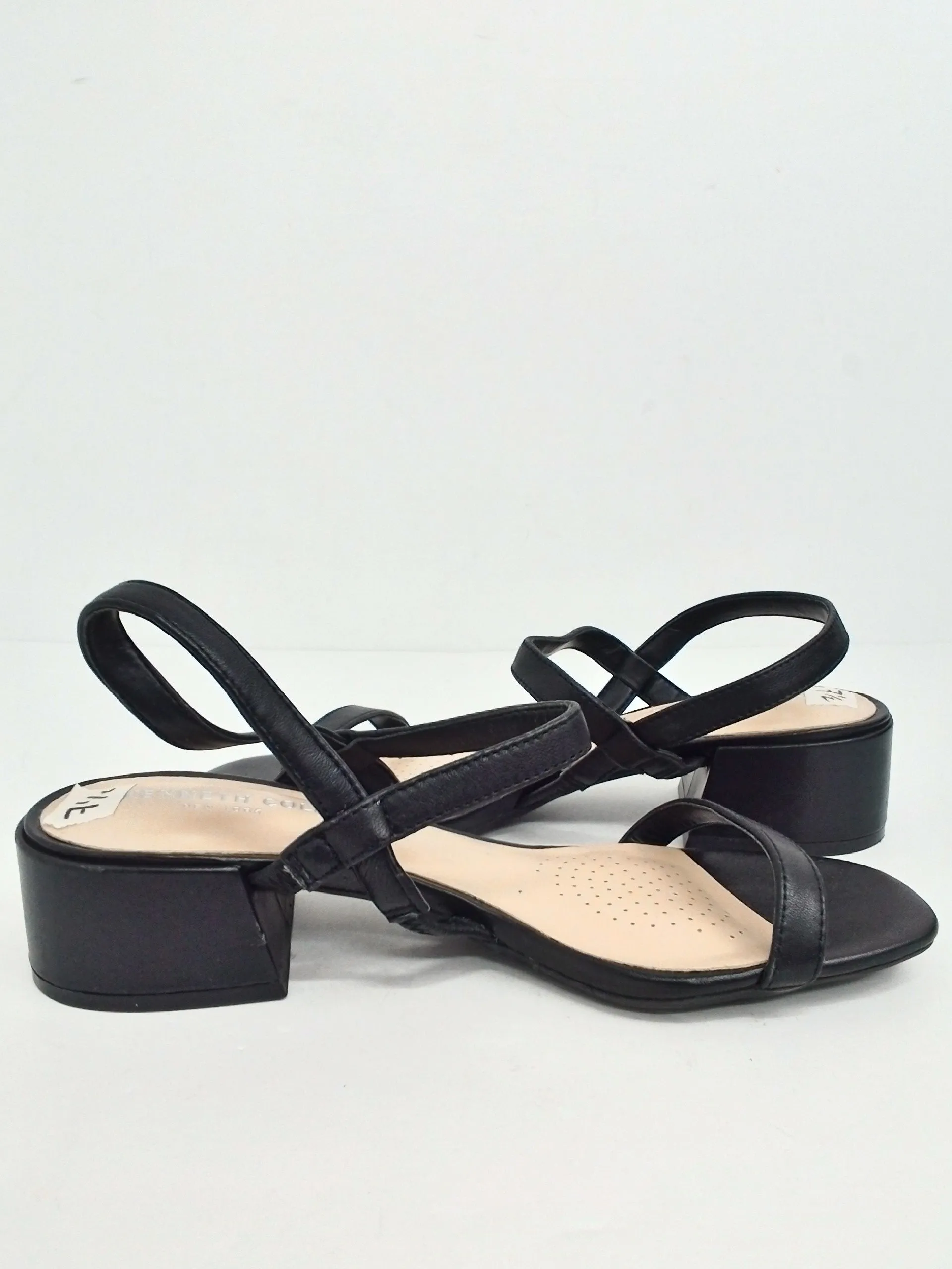 Kenneth Cole Women's Maisie Low Black Leather Sandal Size 7.5 M