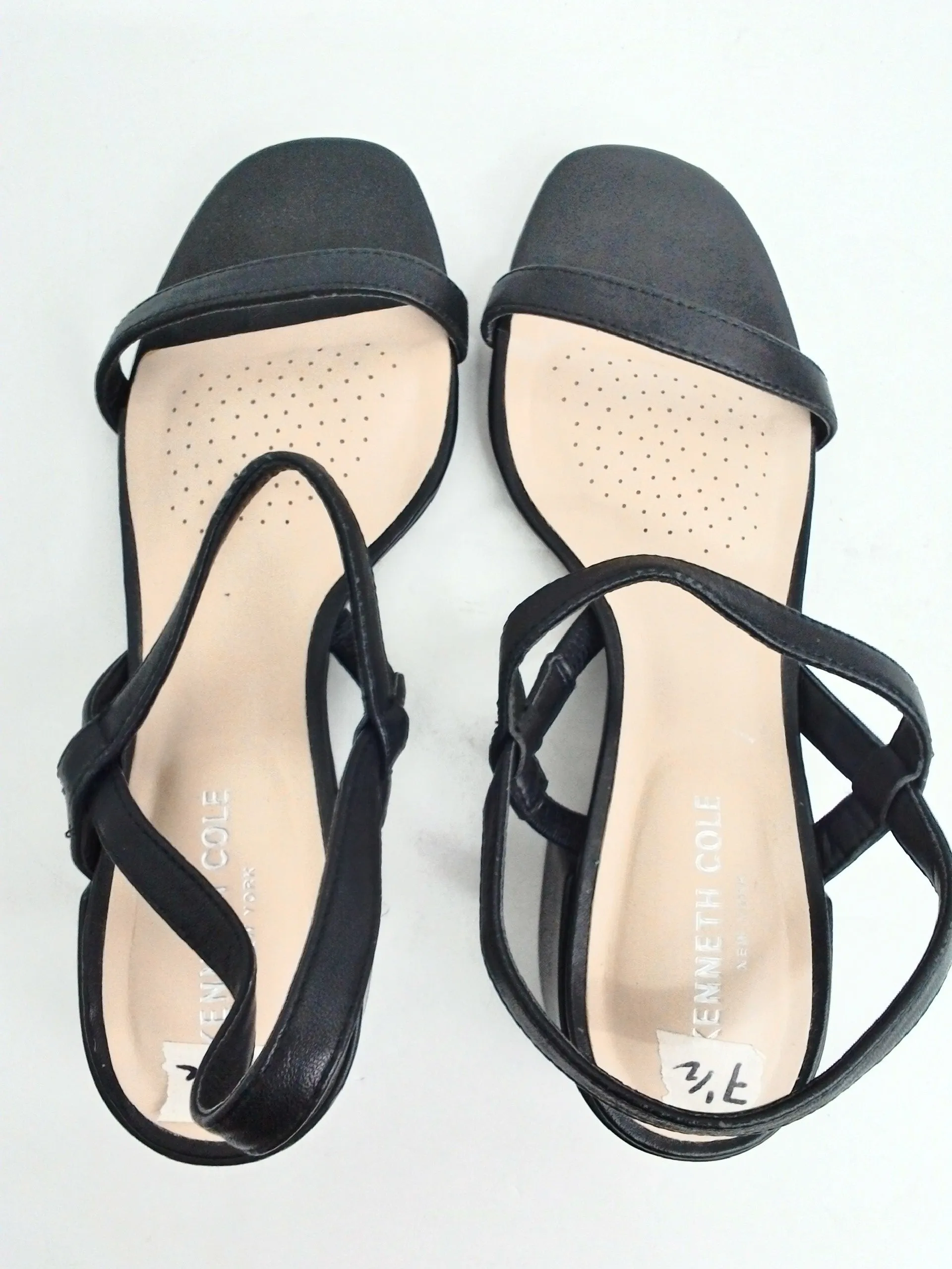 Kenneth Cole Women's Maisie Low Black Leather Sandal Size 7.5 M