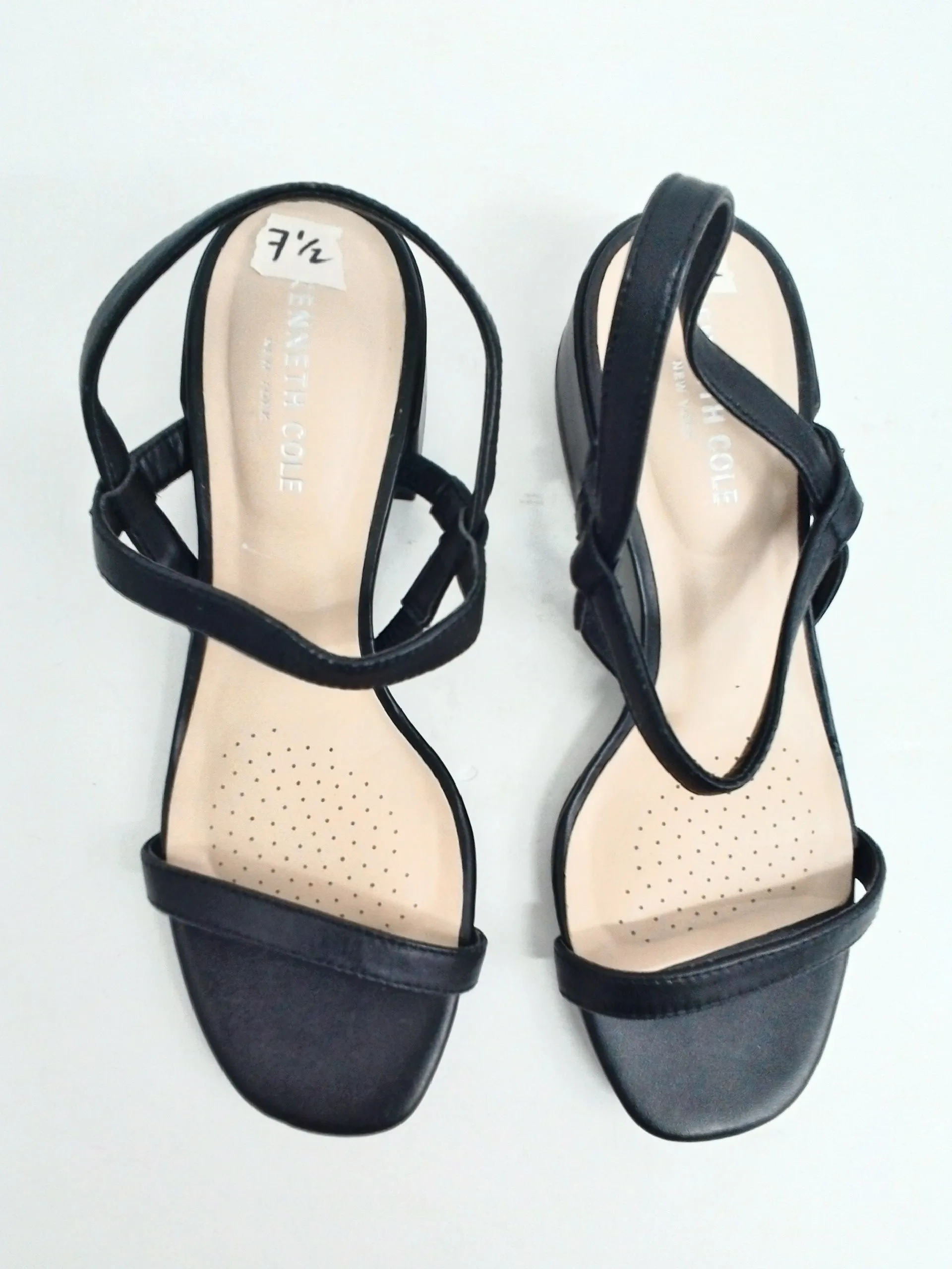 Kenneth Cole Women's Maisie Low Black Leather Sandal Size 7.5 M