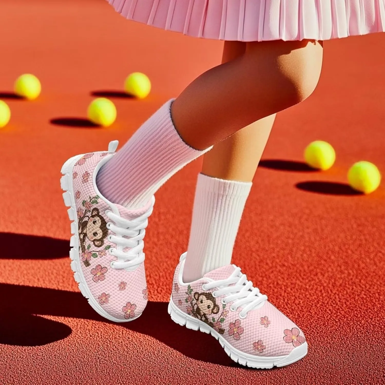 Kids Tennis Shoes Lightweight Athletic Running Shoes Non Slip Breathable Girls Students Sports Sneakers Walking Shoes