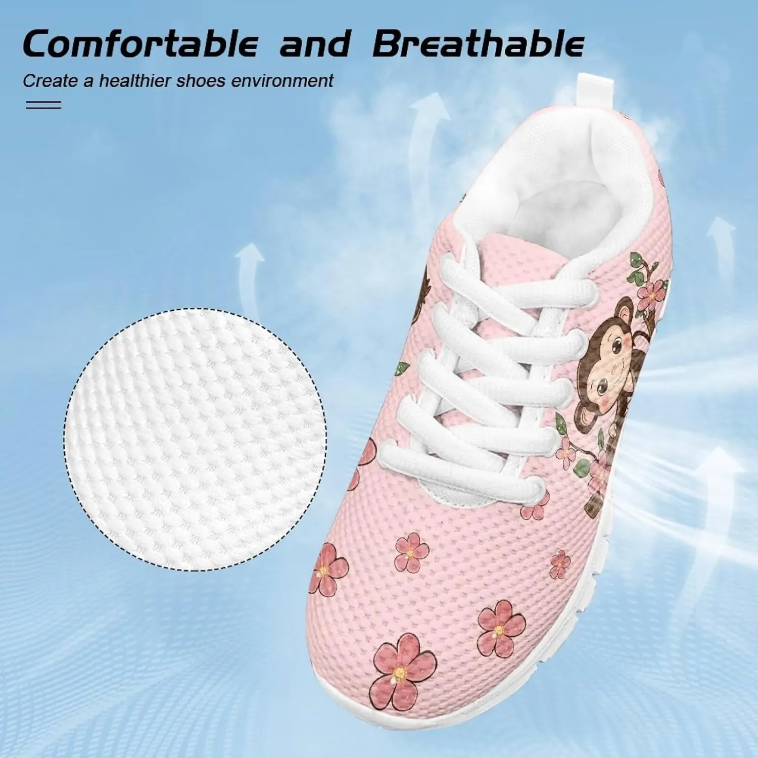 Kids Tennis Shoes Lightweight Athletic Running Shoes Non Slip Breathable Girls Students Sports Sneakers Walking Shoes