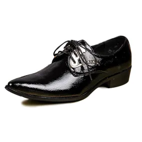 Low Top Lace up Pointed 3cm Heel Men Oxford Shoes