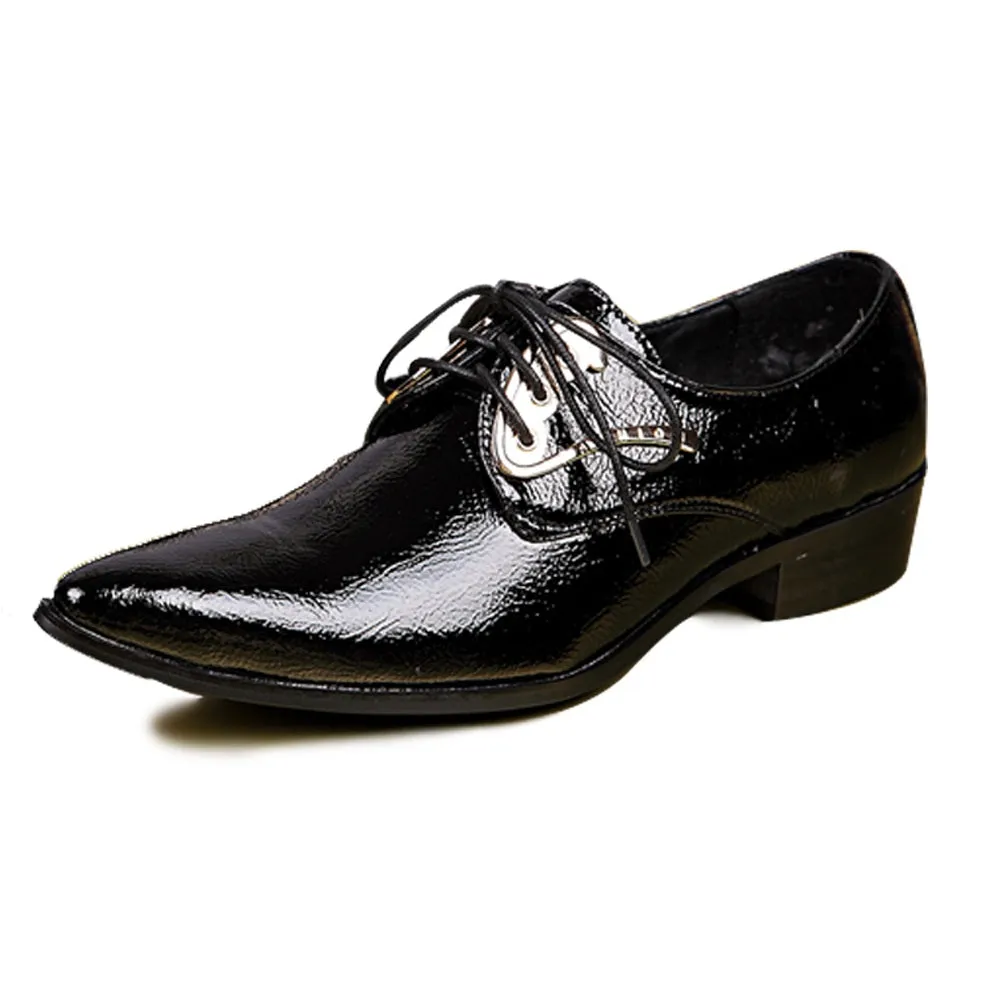 Low Top Lace up Pointed 3cm Heel Men Oxford Shoes
