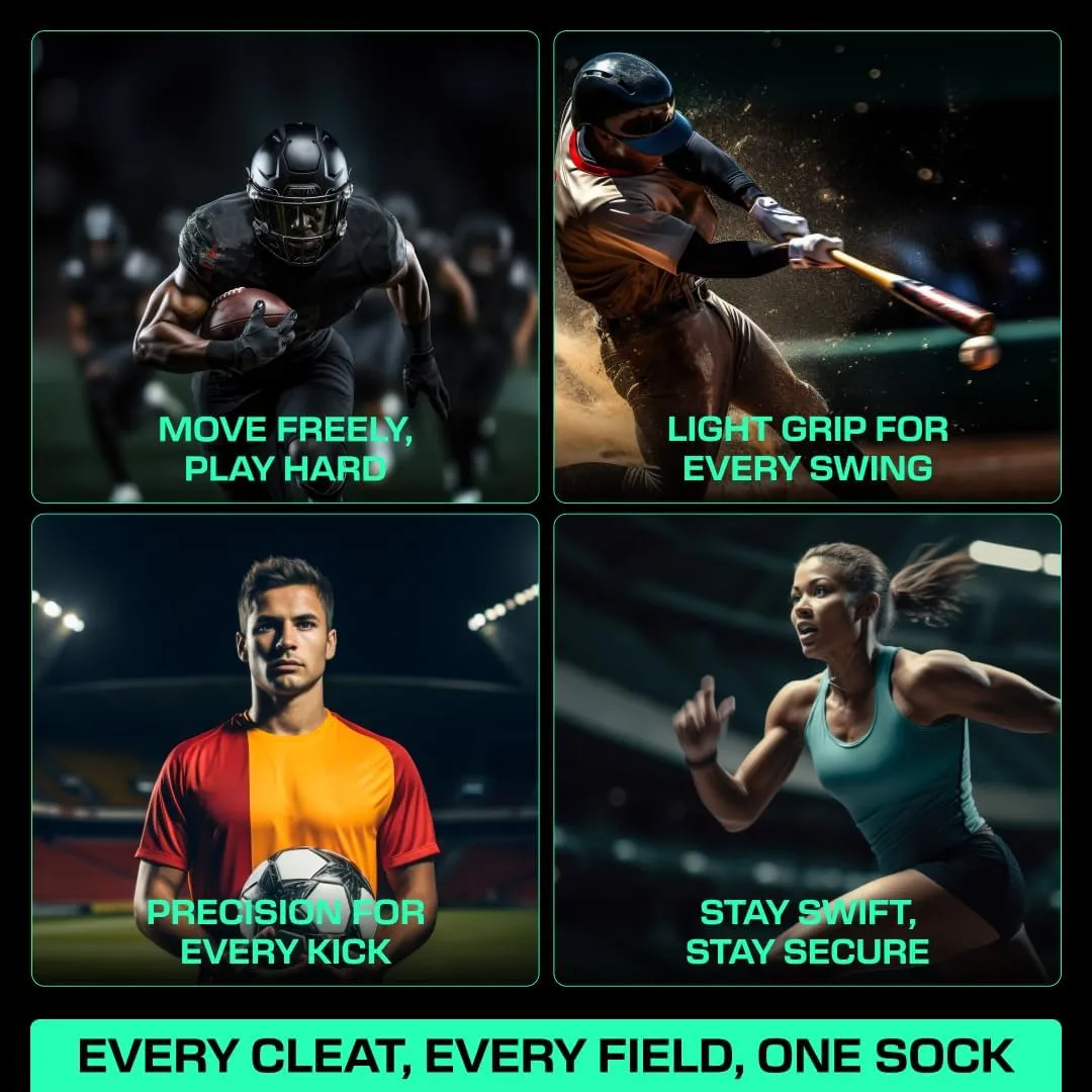 LUX Sports ProCleat Performance Grip Socks GripArray - Athletic Socks for Performance Sports - Grip Socks for Men and Women