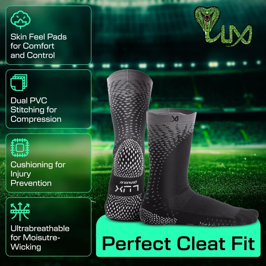 LUX Sports ProCleat Performance Grip Socks GripArray - Athletic Socks for Performance Sports - Grip Socks for Men and Women
