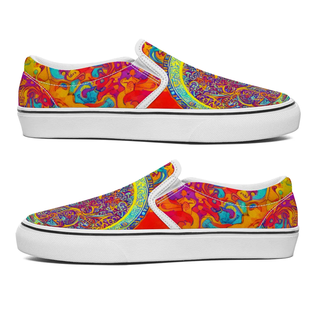 Mandala Pattern Collection - Unisex Slip-On Canvas Sneakers