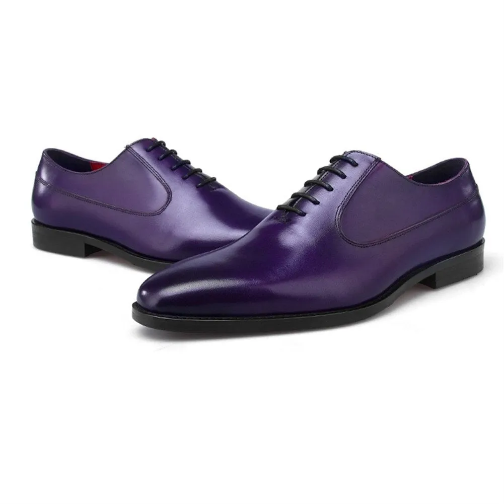 Men Lace Up Burnished Toe Formal Shoes