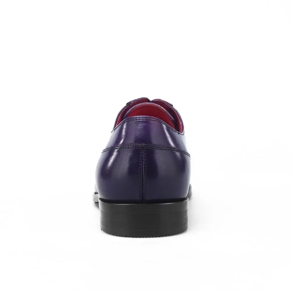 Men Lace Up Burnished Toe Formal Shoes