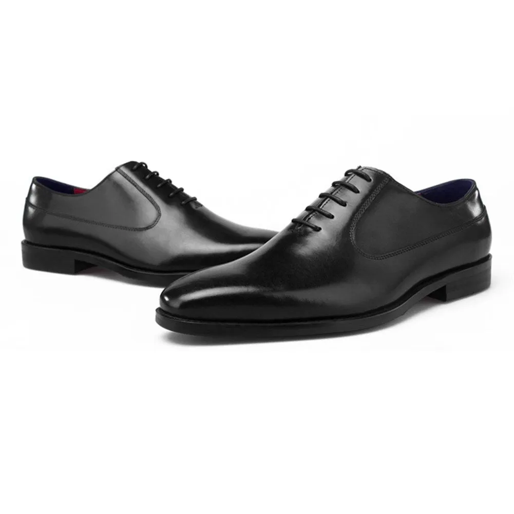 Men Lace Up Burnished Toe Formal Shoes