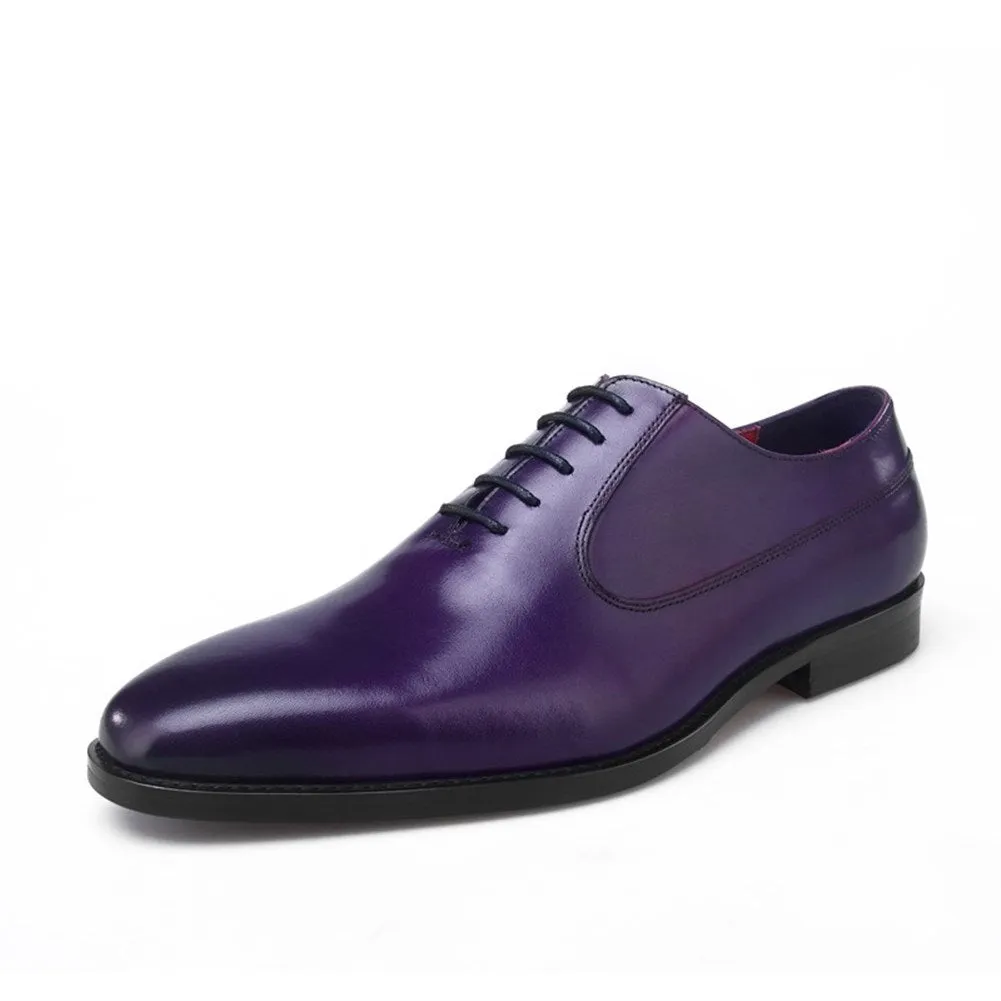 Men Lace Up Burnished Toe Formal Shoes